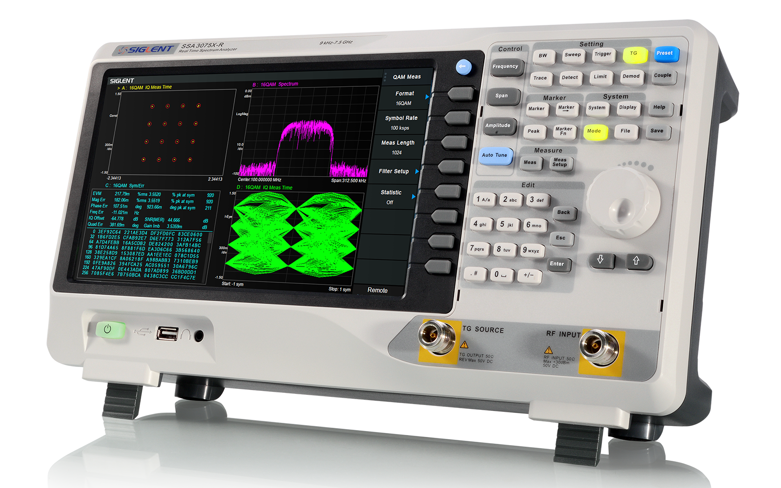 SIGLENT SSA3000X-R real-time spectrum display interface